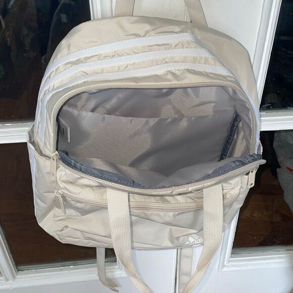 Unisex adidas Essentials 2 Alumina Backpack book bag beige & white preowned - Picture 10 of 16